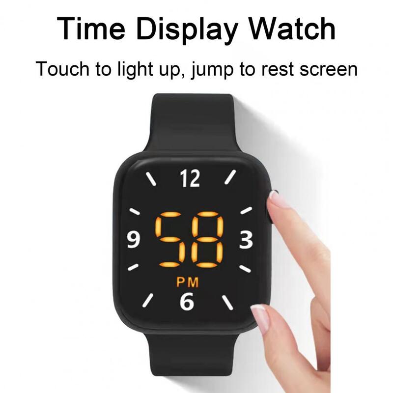 Natação impermeável luminosa relógio inteligente, display led, tela sensível ao toque, alça confortável, relógio esportivo