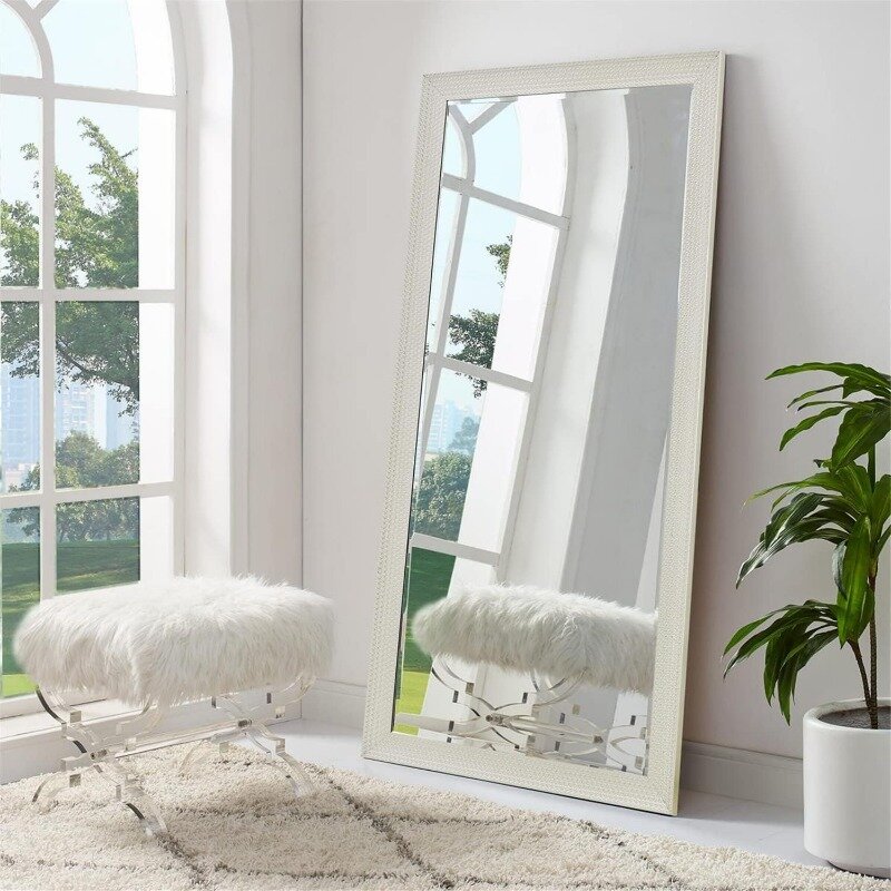 Oprawione skośne lustro podłogowe o pełnej długości Lustro XL Duże prostokątne stojące lustro podłogowe Ogromne lustra