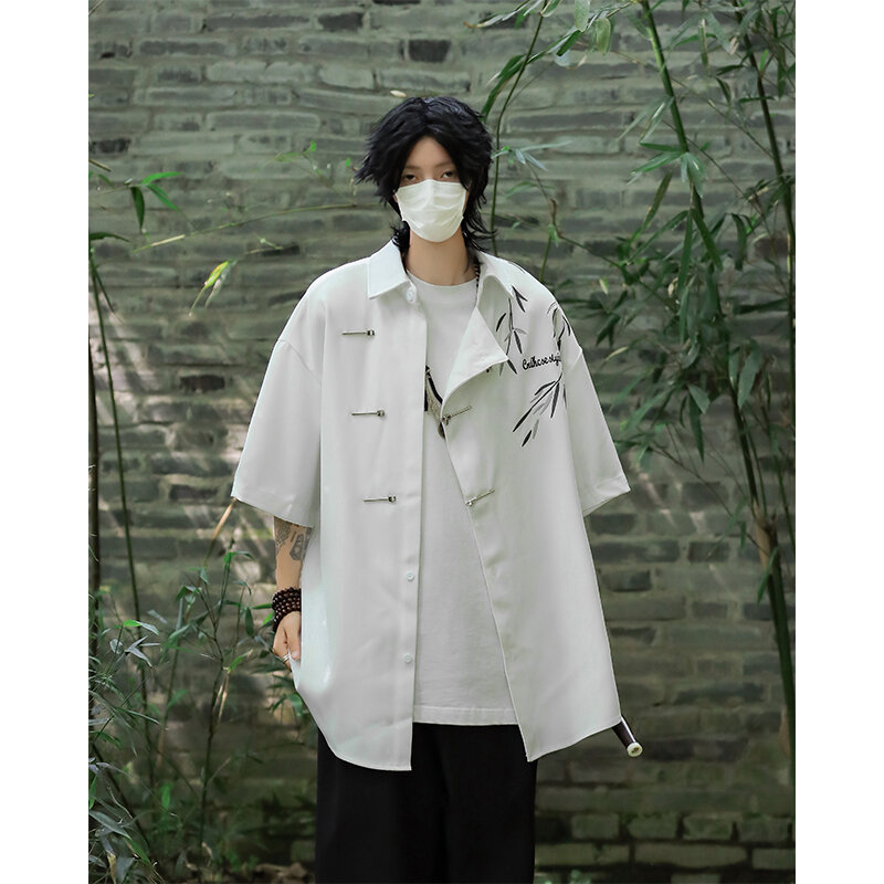 Camisa de manga corta de estilo chino para hombre, chaqueta de moda de alta gama, novedad de verano