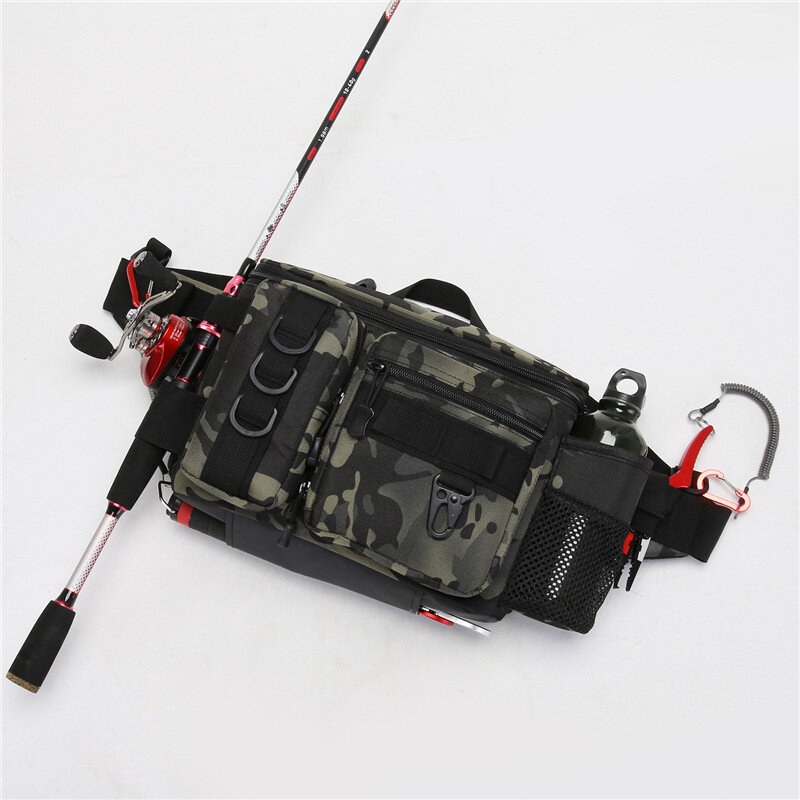 Borsa multifunzionale per attrezzatura da pesca zaino impermeabile cintura da pescatore portatile spalla protettiva merci esca bobina valigia Jig