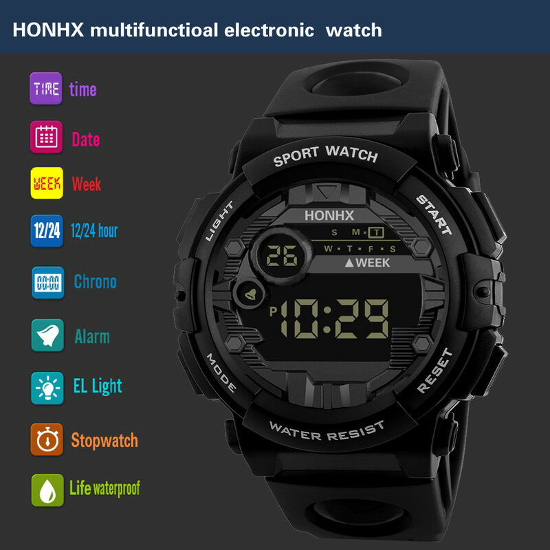 Leucht Sport männer Digitale Uhr Erweiterte Silikon Strap Handgelenk Uhren LED Mann Schwarz Militär Uhr Hodinky Relogio Masculino