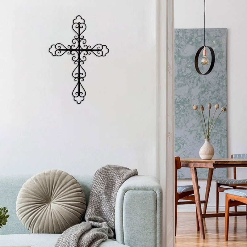 Décoration artistique murale en forme croix suspendue, silhouettes murales pour chambre à coucher, salon, maison