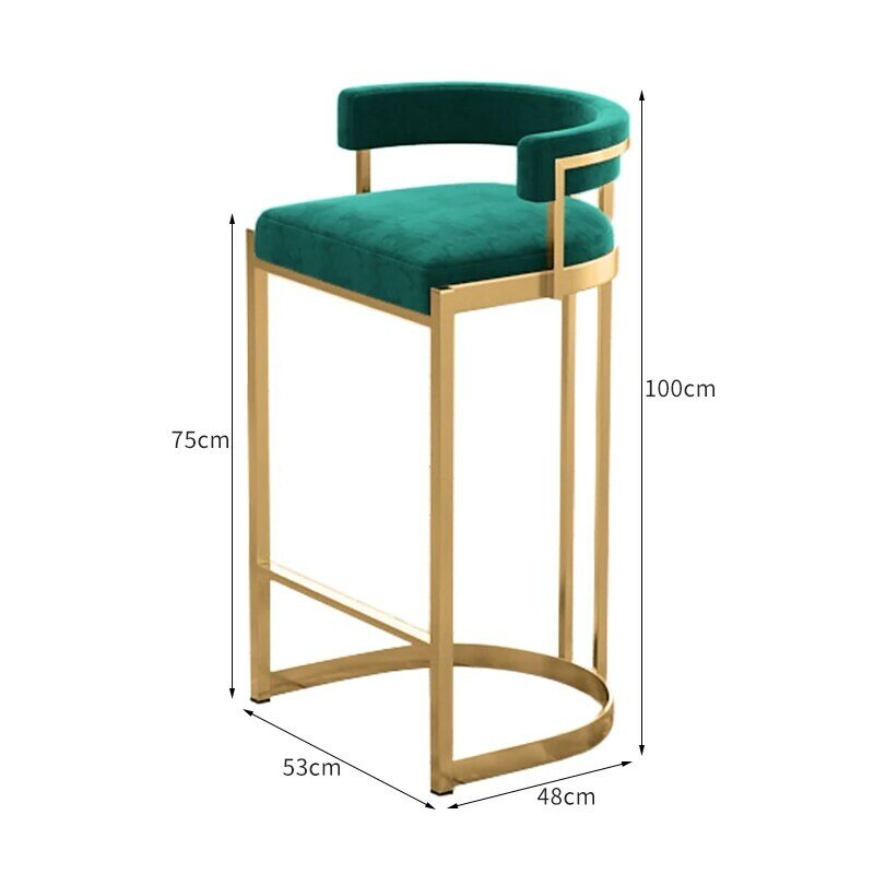 Cadeiras altas de veludo para cozinha, Bar Counter Stool, Nordic Metal Chair, Restaurante e jantar, Mobiliário doméstico, Stuhl Stuhl