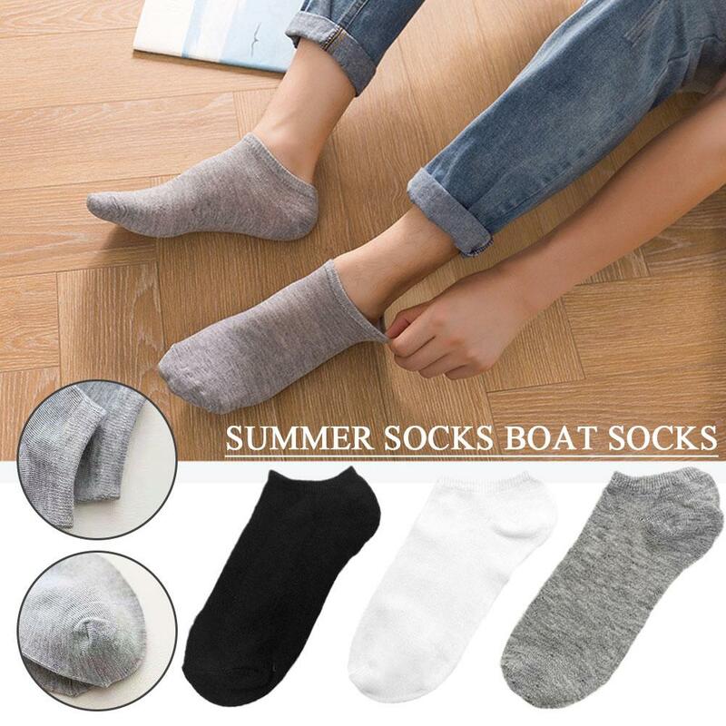 Chaussettes Bateau en Coton pour Homme, Nouveau Style, Noir, Blanc, Gris, Bas d'Affaires, Doux et Respirants, Été, 1 Paire