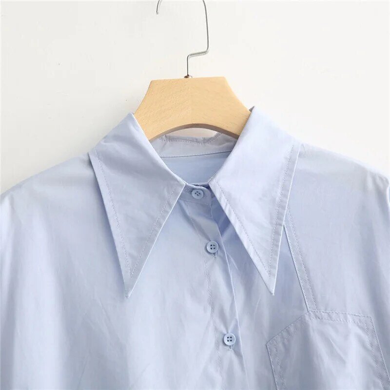 Young Design Irregular Long Sleeve shirt Women's Spring and Autumn New Collar Loose Scheming Top All-Matching