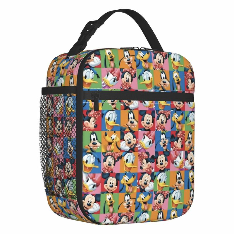 Custom Minnie Mickey Mouse Collage Insulated Lunch Bag for Women Waterproof Cooler Thermal Lunch Tote Kids School Children