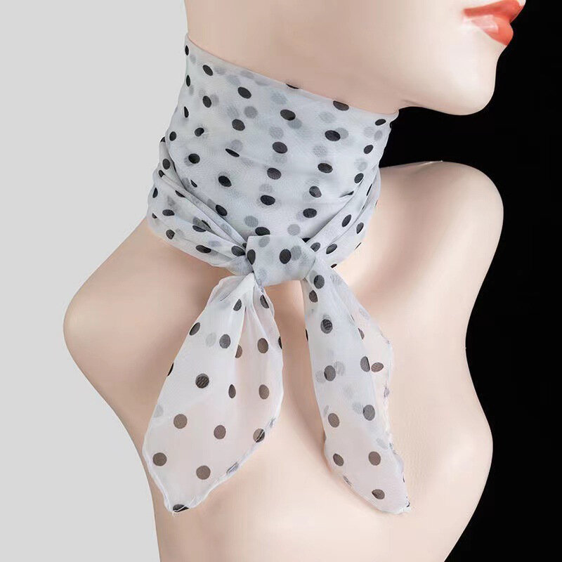 Модный женский шифоновый шейный платок, квадратный шарф в горошек, женский элегантный ретро-шарф в горошек, разноцветный шарф, аксессуар для шеи