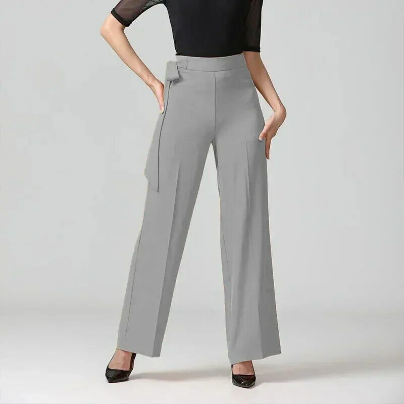 Pantaloni moda donna fiocco in nastro primavera autunno vita alta pantaloni traspiranti Casual femminili elastici
