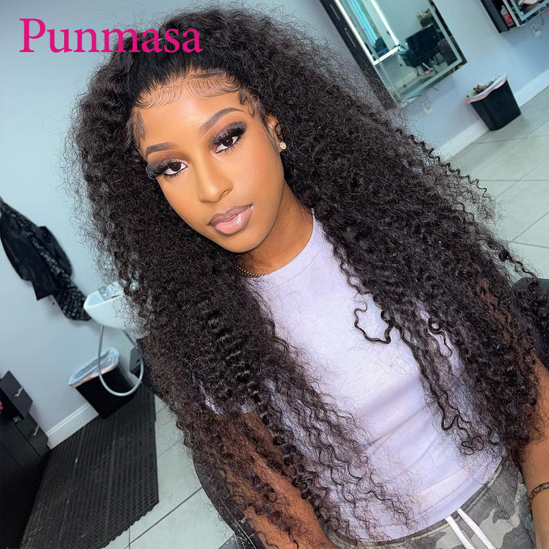 Punmasa-Perruque Lace Front Wig sans colle brésilienne, cheveux Remy bouclés, reflets blond miel, 13x6, 13x4, perruque Lace Front Wig transparente, 200%