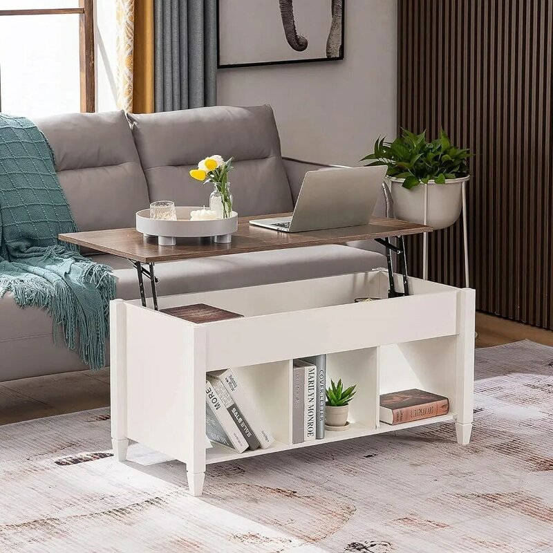 With Storage Shelf/Hidden Compartment Lift Top Coffee Table Serving Coffee Tables for Living Room White Salon Furniture Coffe