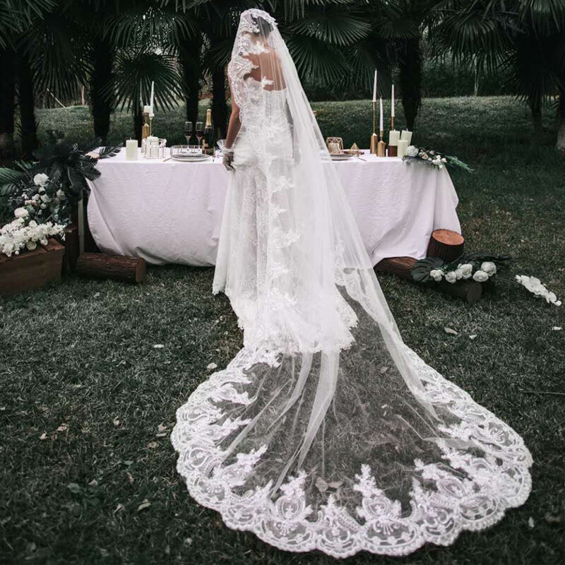 Kisswhite New Lace long bridal veils 3x3 meters one layer bridal veils