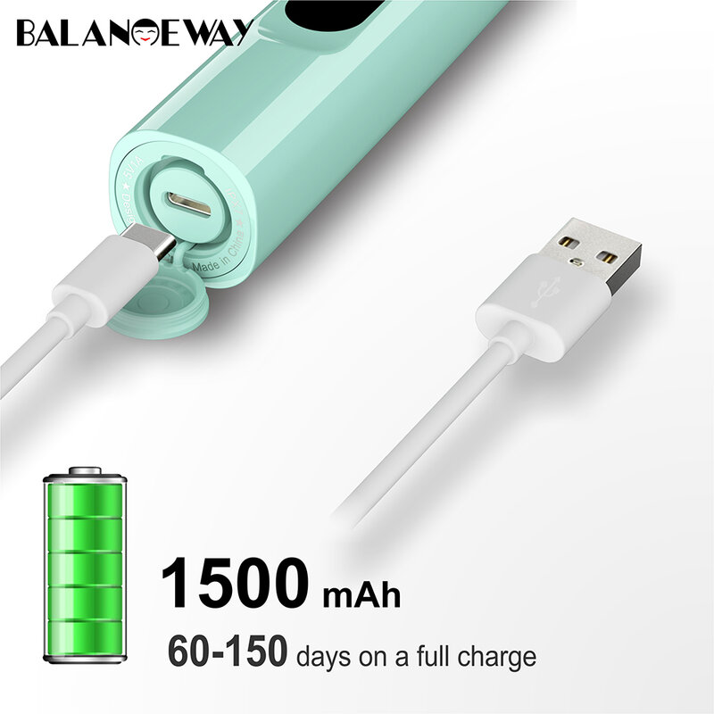 Щетка Зубная Ультразвуковая электрическая с зарядкой от USB Type C, 15 режимов