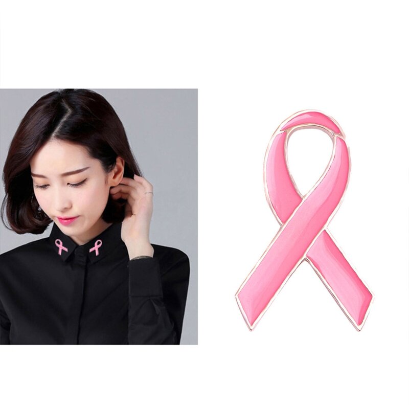 10 szt. Broszka Pin świadomość raka piersi kobiety Lady modna wstążka przypinka do klapy drop shipping