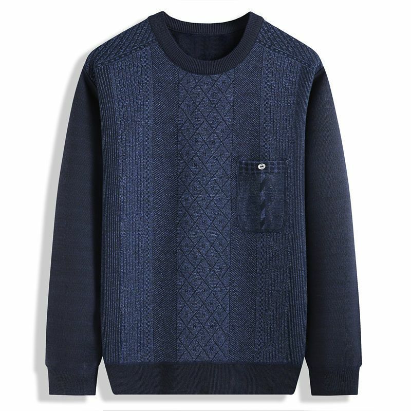 Mode O-Ausschnitt gespleißt All-Match lose Pullover Herren bekleidung Herbst neue übergroße lässige Pullover warme Tops