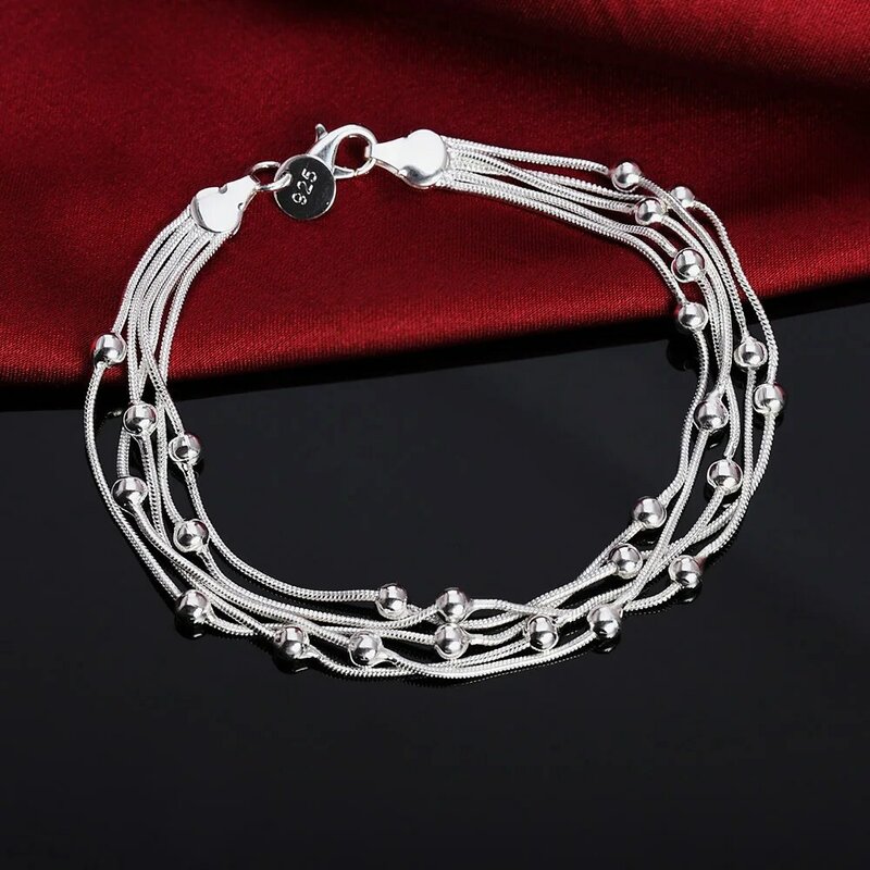 wholesale , Charms beads Chain Beautiful bracelet silver color fashion for women Wedding nice bracelet jewelry