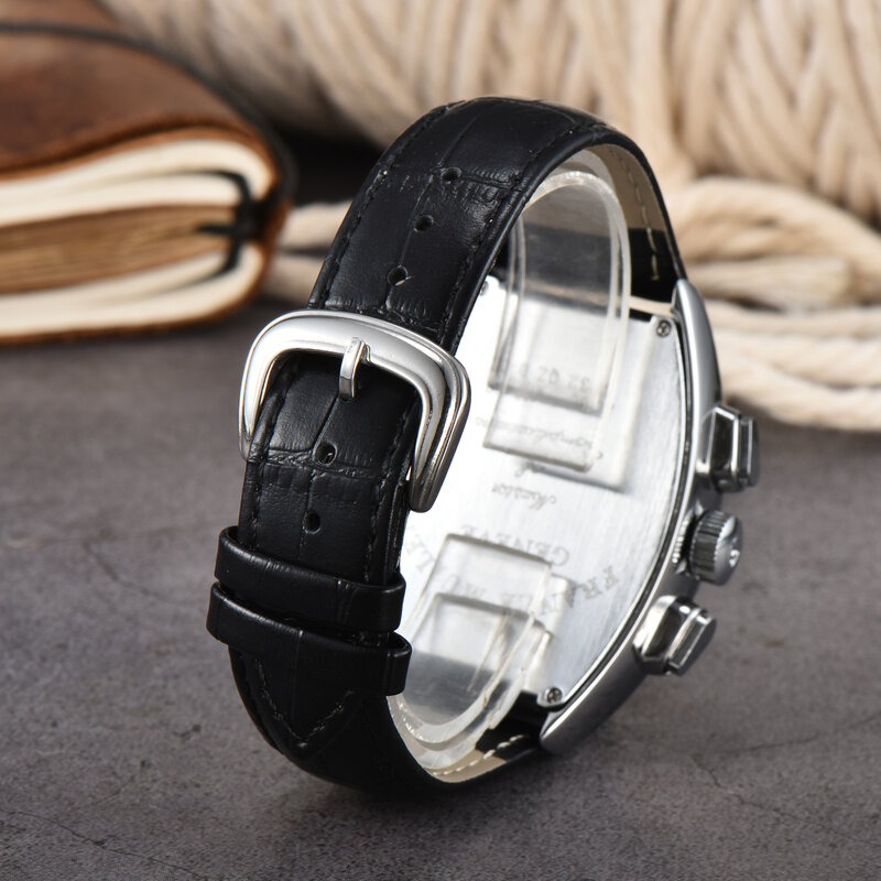 FRANCK MULLER projektant mody Tonneau zegarek kwarcowy dla mężczyzn pasek skórzany na co dzień luksusowy biznesowy zegarek na rękę