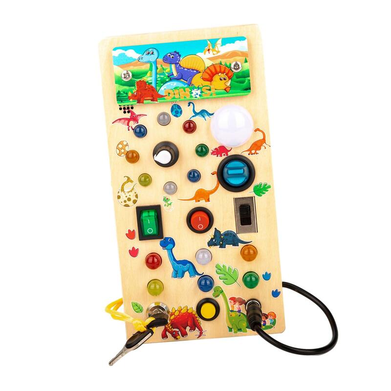 Wooden Switches Busy Board Cartoon Activity Board Baby Travel Toys for Preschool Children Toddlers 1-3 Kids Birthday Gifts
