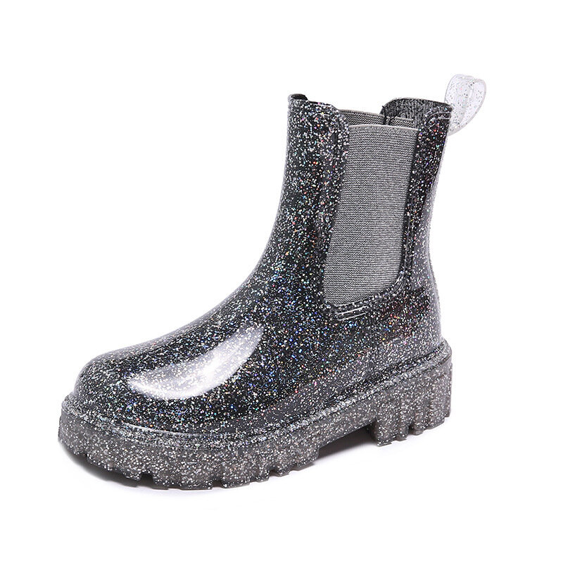 Botas de lluvia impermeables para mujer, botines cortos con banda elástica, zapatos de agua, 2023