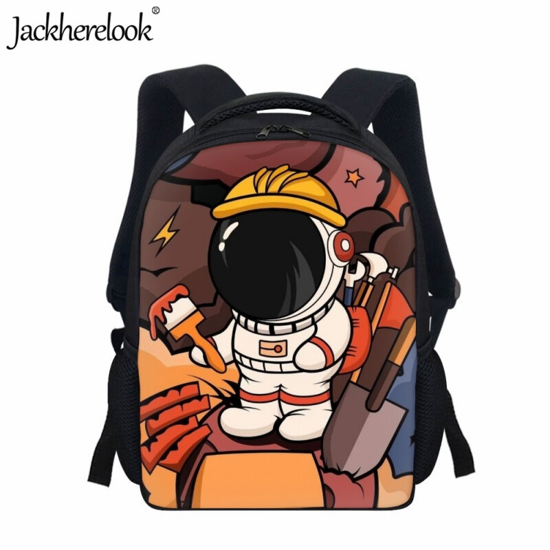 Jackherelook漫画スペースマンデザインスクールバッグfor幼稚園キッズ12インチブックバッグ子供用新しい実用的な旅行バックパック