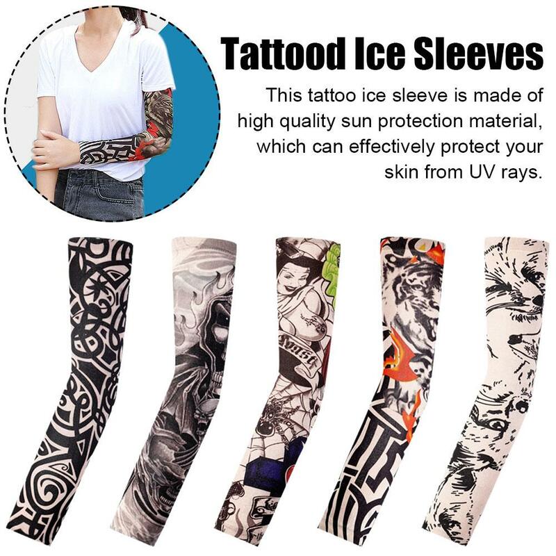 Mangas de brazo para tatuaje, protección solar UV, sin costuras, secado rápido, transpirable, elástico, para correr, pesca, fiesta, 1 piezas