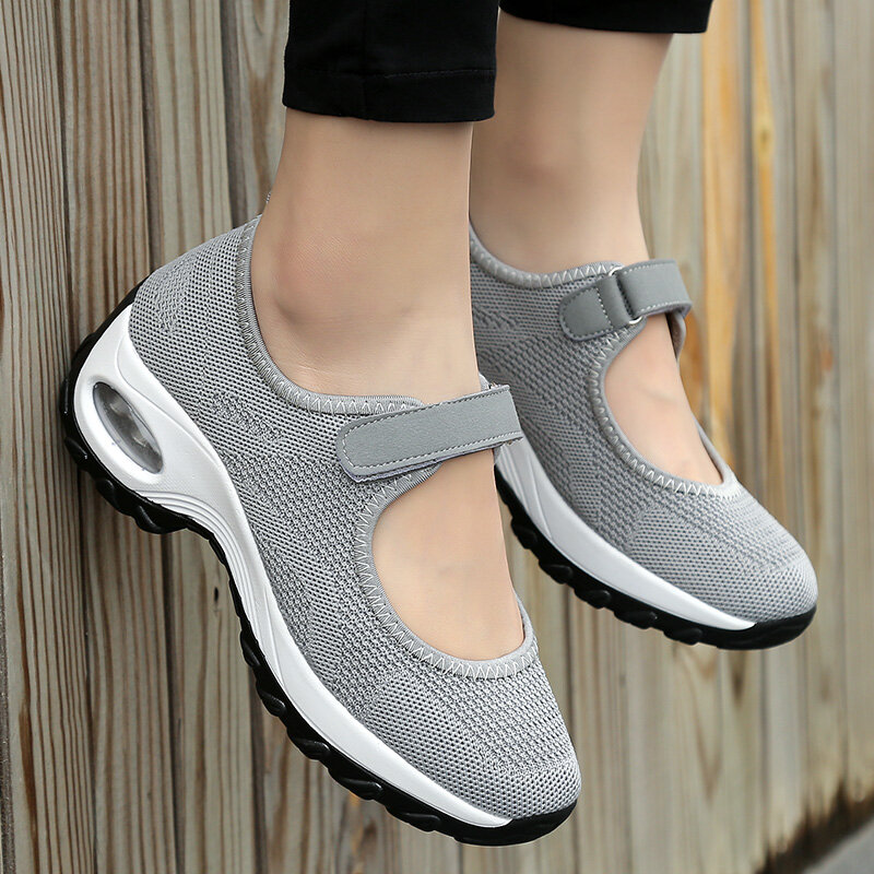 STRONGSHEN-Zapatillas deportivas de malla para mujer, zapatos de plataforma transpirables, calzado informal para mujer, tallas 35-42