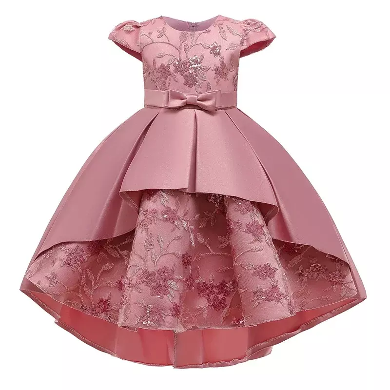 Vestido de princesa elegante para meninas de 3 a 8 anos, com flor bordada, vestido de noite lantejoulas, para festa de aniversário
