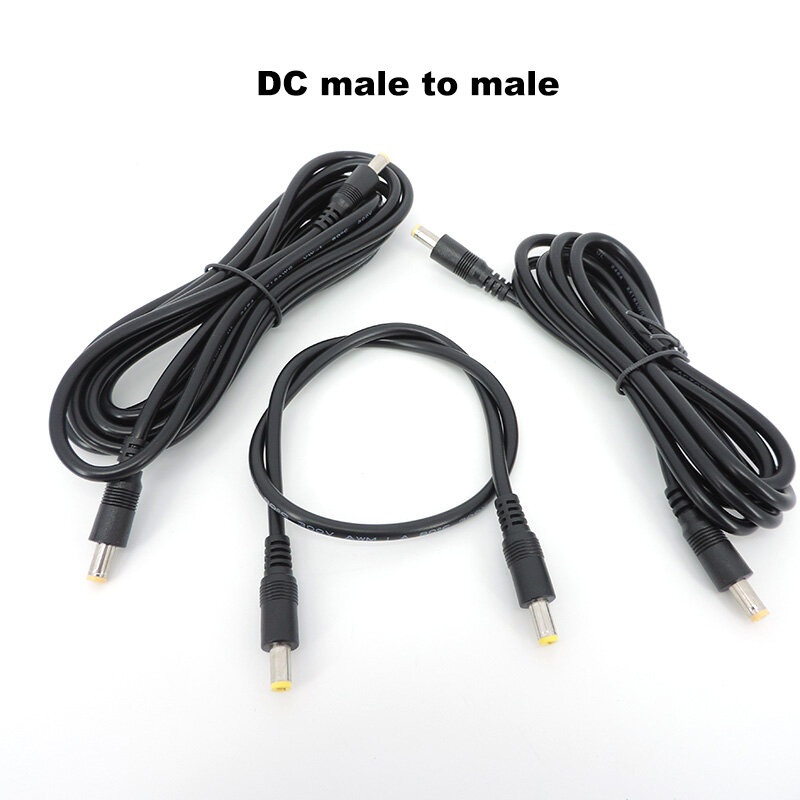 DC macho para macho extensão cabo de alimentação, cabo de plugue, fio conector, adaptador para câmera Strip, 0.5m, 1.5m, 3m, 10x 5.5x2.5mm