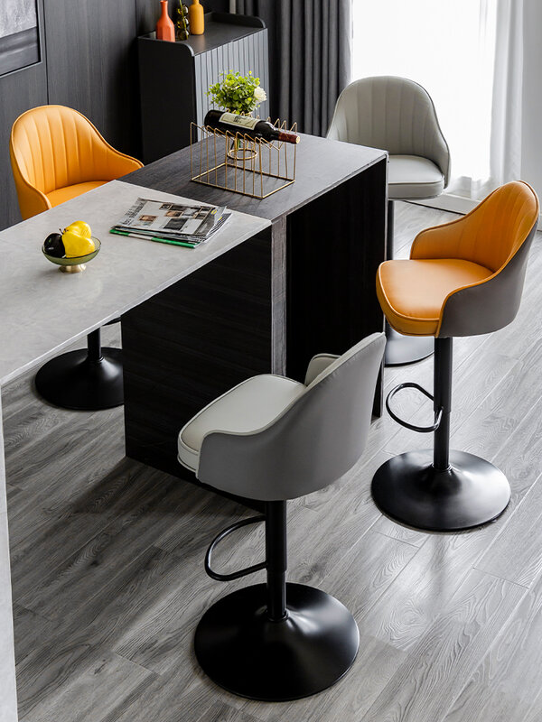 Nordic Light-Chaise de bar minimaliste moderne pour la maison, la réception et le bureau, haut élévateur à l'arrière, 138