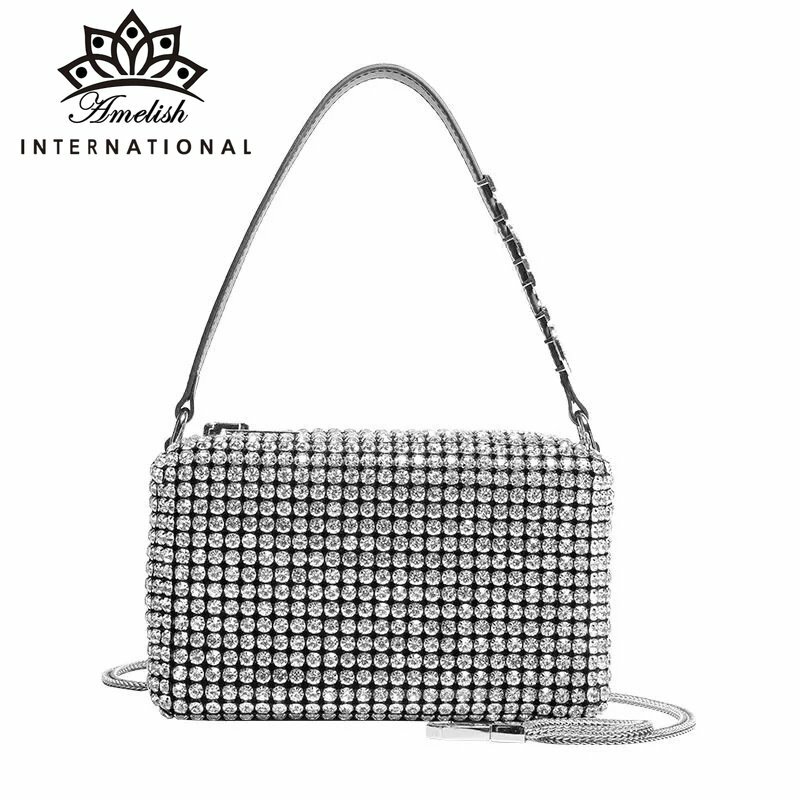 Moda marca bolsas bolsa de luxo designer diamantes sacos ombro para as mulheres 2022 feminino crossbody saco brilhando diamante mão