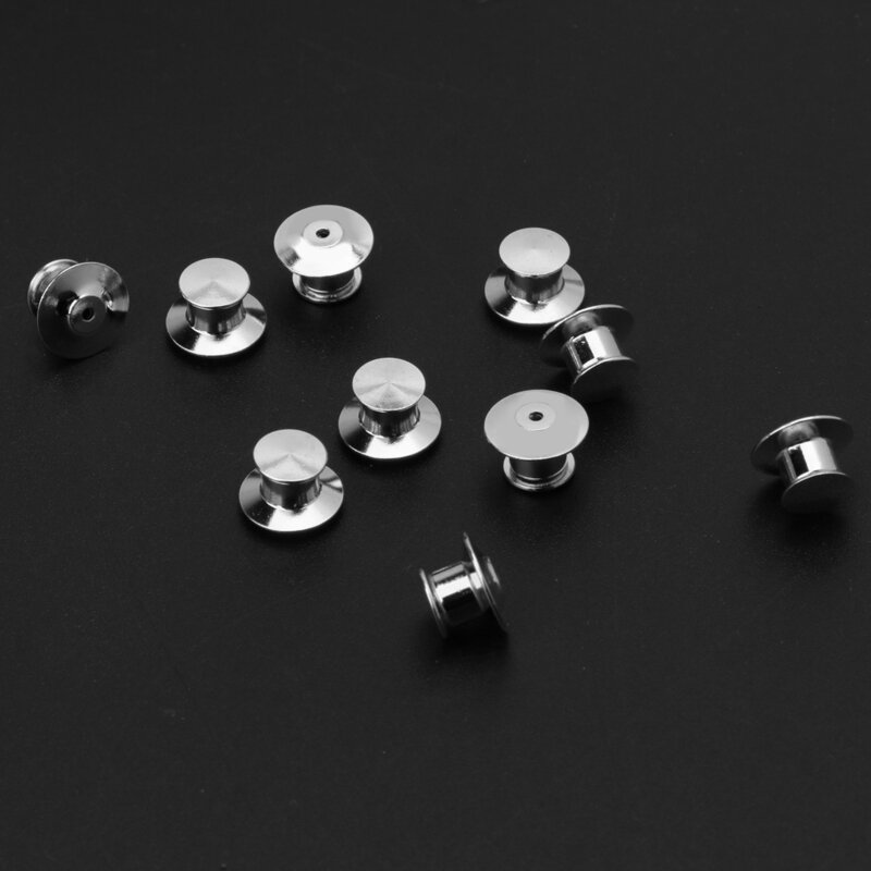 10 Pieces Metal Locking Pin Backs Round Pin Keepers Locking Clasps No Need Tools F19D