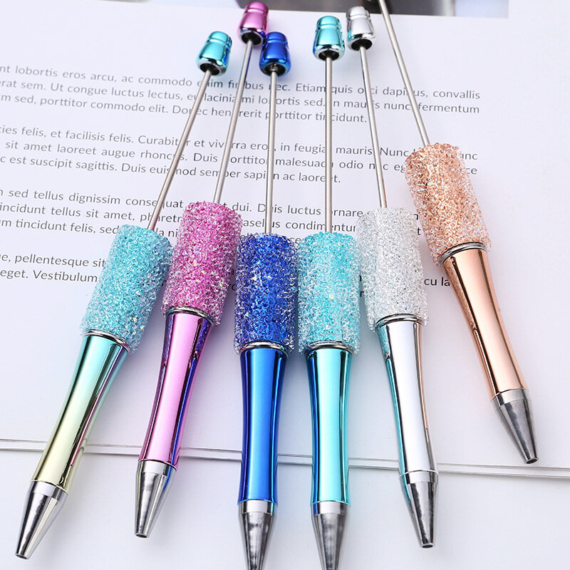 10PCS Creative Glitter Diamond Pen DIY Beaded Pen Wholesale Handmade BeadablePen Ball Pens Student School Office Gift