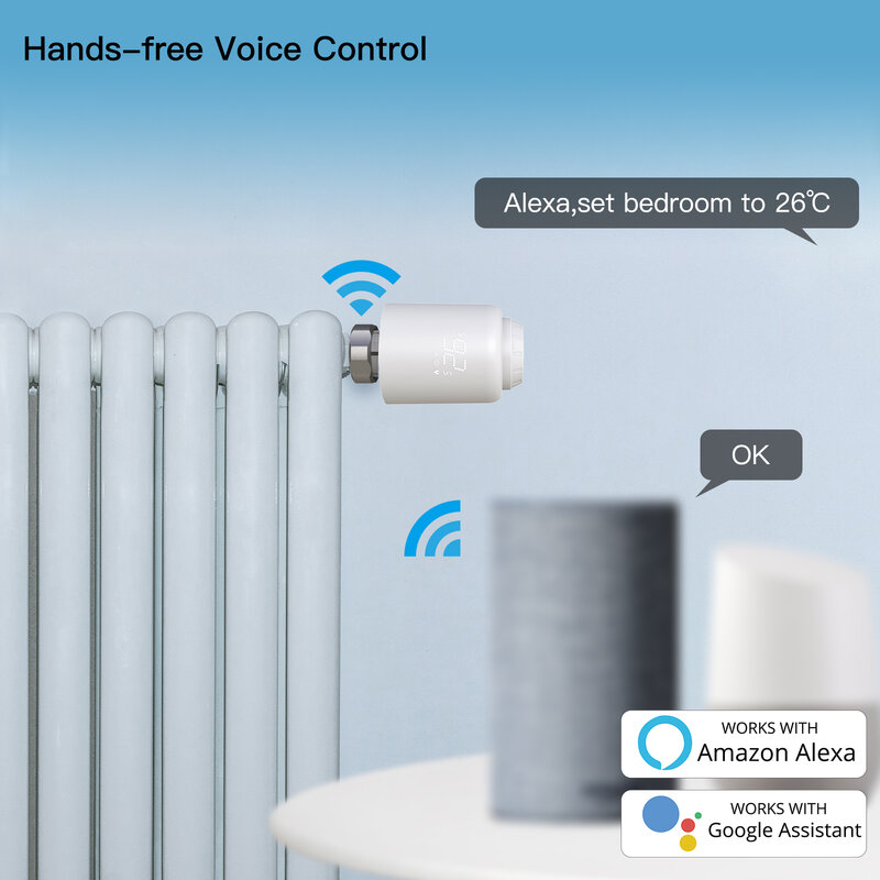 Tuya Pengontrol Suhu Pemanas Rumah Jarak Jauh Aktuator Katup Radiator Termostatik WiFi Pintar Alexa Google Home Kontrol Suara