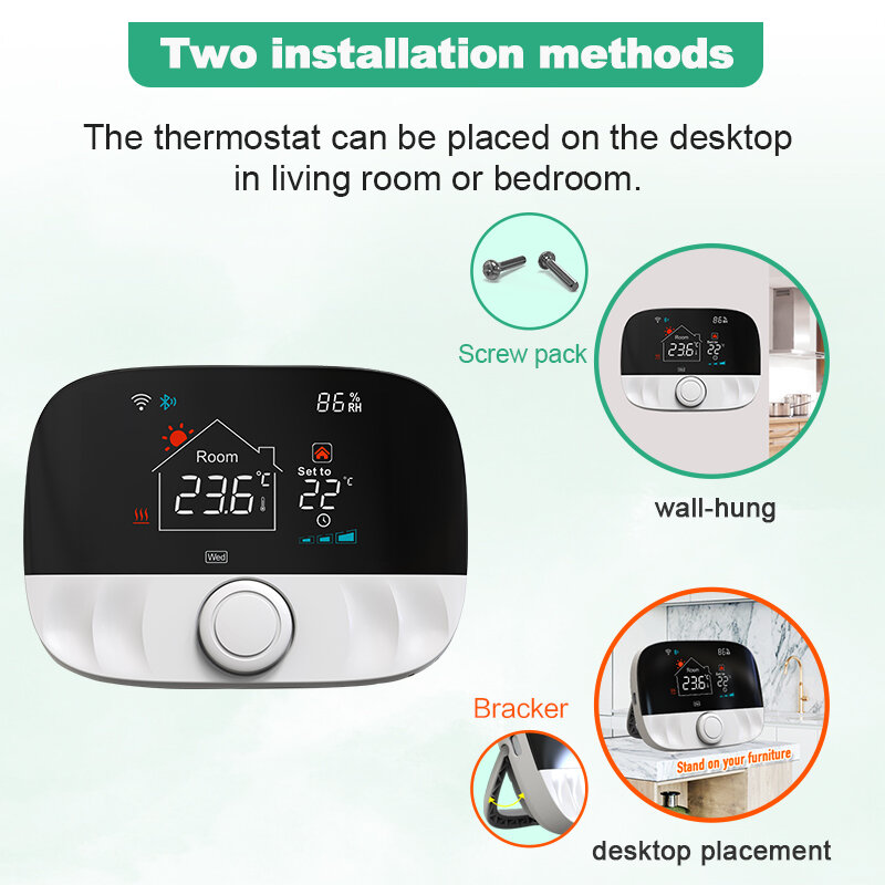 Termostato inalámbrico con Wifi para el hogar, controlador de temperatura de habitación con batería combinada, asistente de Google y Alexa, Tuya Smart Home