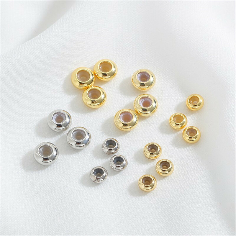 Perline per ruote in oro 14 carati perline piatte tappi in Silicone posizionamento perline perline di regolazione bracciali fai da te collane materiali accessori