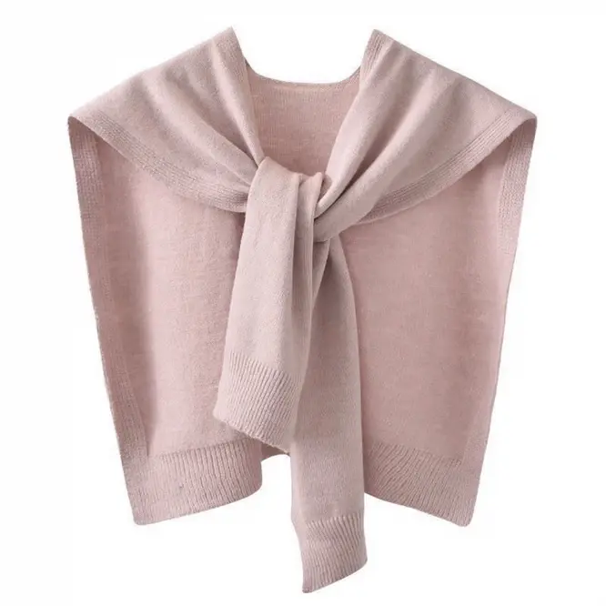 Primavera autunno coreano spalla lavorata a maglia nodo donna tinta unita con aria condizionata piccolo scialle per proteggere il collo rosa