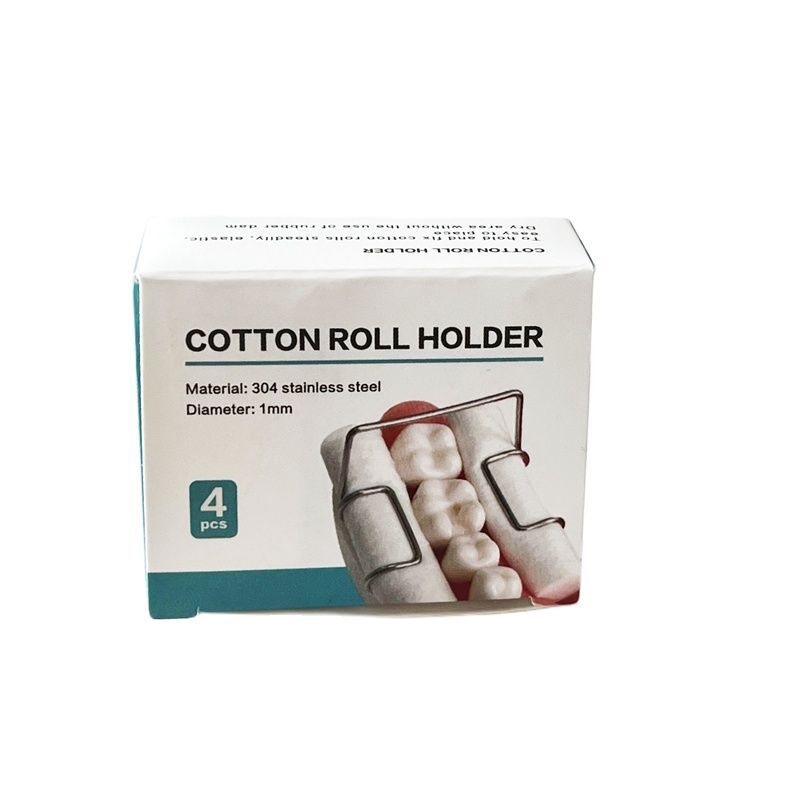 Porte-rouleau de coton jetable en acier inoxydable, pour dentistes, cliniques, outils dentaires, 4 pièces/boîte