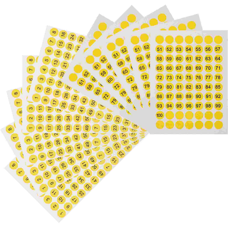 10 Sheets Round Number Labels Tag 1-50 Classification Digital Label Labels Numbered Copper Plate Office Coding