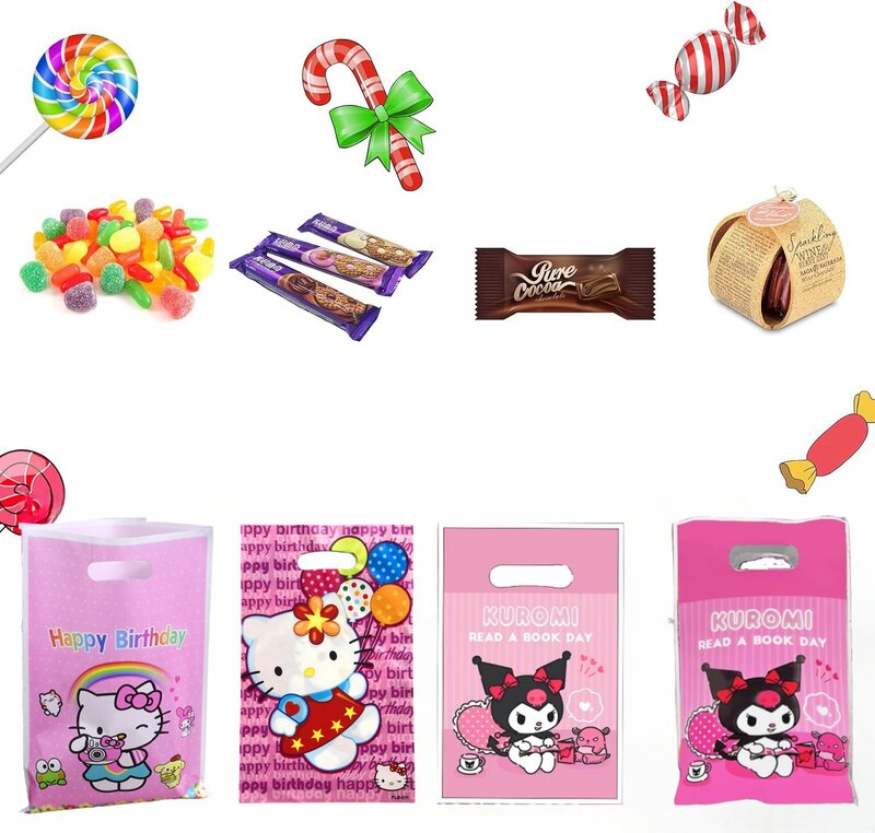 Hello Kitty Gift Bags Birthday Decoration Kawaii Handle Candy Bag Gift Box Packaging Bag Baby Shower Girls Gifts Party Supplies