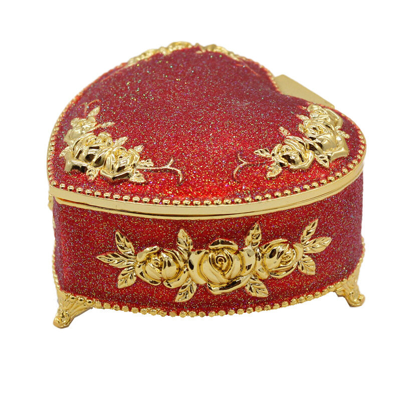 Joyero de estilo europeo de Metal rosa, caja de regalo de San Valentín de estilo Vintage en forma de corazón, collar, pulsera, anillo, Organizador