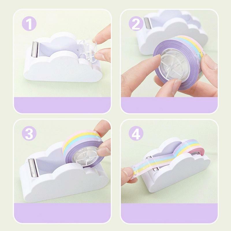 Tape Dispenser Desk Cloud Decorative Cartoon Tape Cutter Delicate Tape Cutter With Rainbow Tape For Closing Boxes Wrapping Gifts