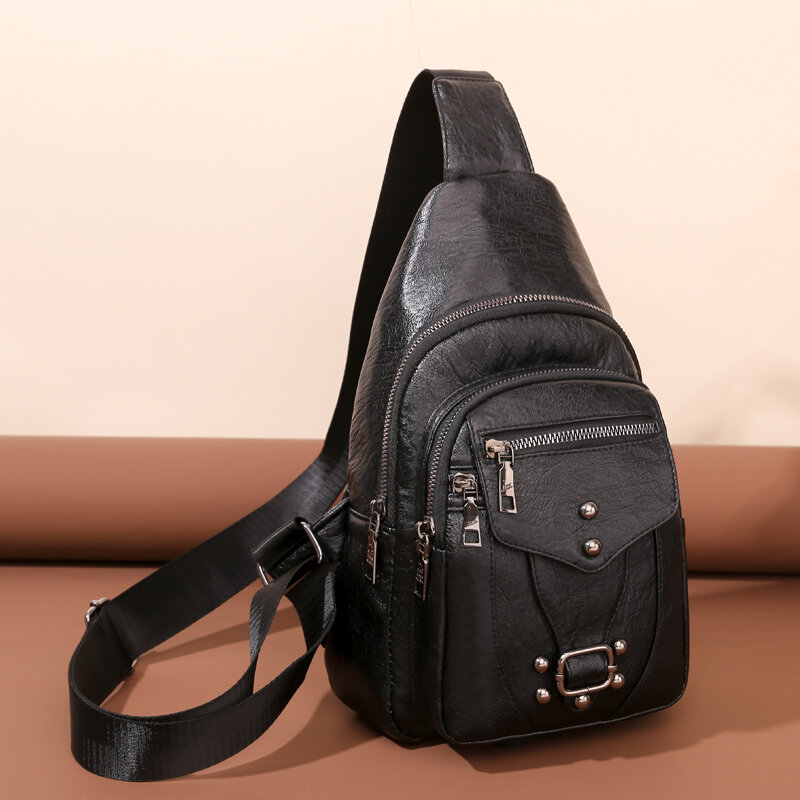 Bags for Women Newly Wax Skin Women Chest Pack Female Sling Bags Crossbody Waterproof Shoulder Casual Pu Leather Messenger Pack