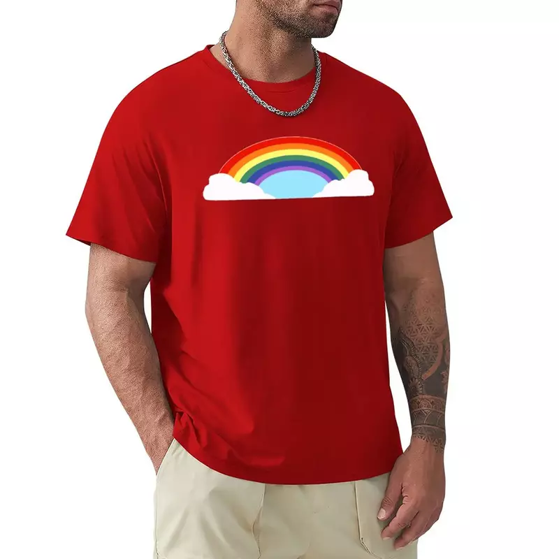 Camisa arco-íris masculina com Freddie em movimento, roupas de verão, fãs de suor, camisetas brancas