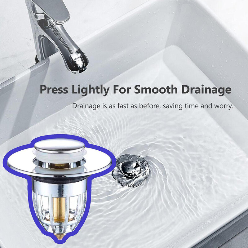 Keranjang Filter Plug Stopper kamar mandi wastafel dapur inti bouncing penyaring saluran untuk pengeringan 34 sampai 62mm lubang Penggantian