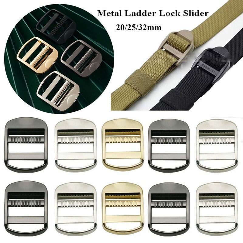 Metal Ladder Lock para Belt, Slider Ajustar Fivelas, DIY Tactical Mochila Correias, 3 cores, venda quente, 20mm, 25mm, 32mm, 5PCs, venda quente