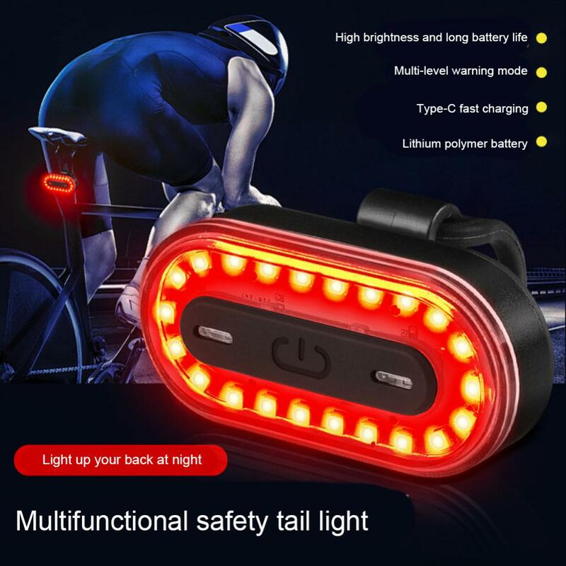 Riding Equipment Small Back Buckle Usb Charging Waterproof Polymer Lithium Battery Car Tail Light Colorful Tail Lamp Portable