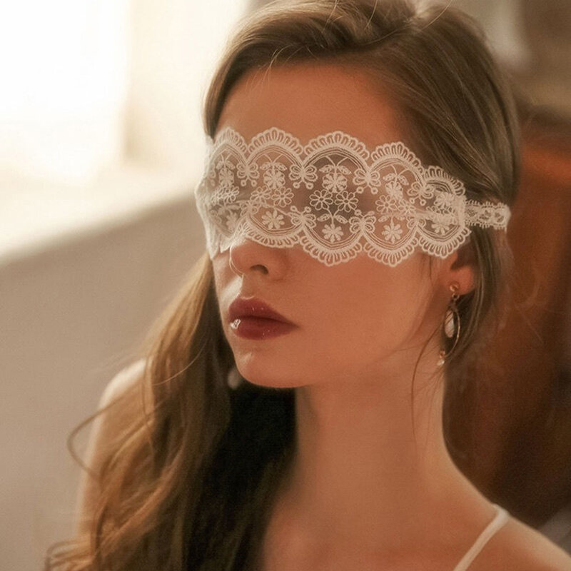 Máscaras de ojos transparentes de encaje hueco negro exótico para mujer, lencería Sexy, disfraces de Cosplay, accesorios eróticos, correa de vendaje, cubiertas de ojos