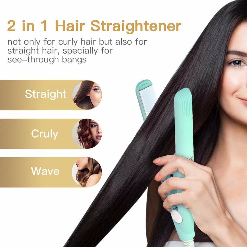 Portable Mini Hair Straightener Flat Iron Hair Curler For Men Women Short Hair Wave Hairstyling Dual Voltage Straightening Irons