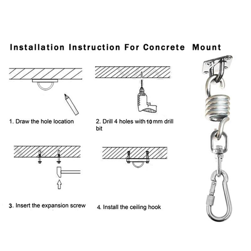 NEW-4Pcs schwenk haken für hängematte schaukel stühle edelstahl hängende sitz zubehör kit für decke/indoor/outdoor