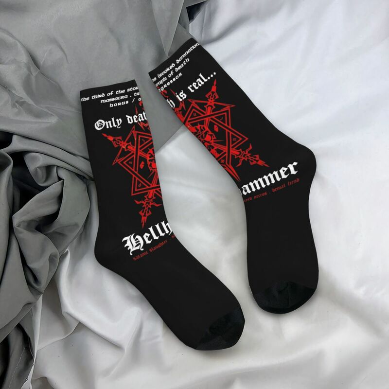 Hellhammer Music Socks para homens e mulheres, Metal Rock Band, acessórios de skate, confortáveis, melhor ideia do presente