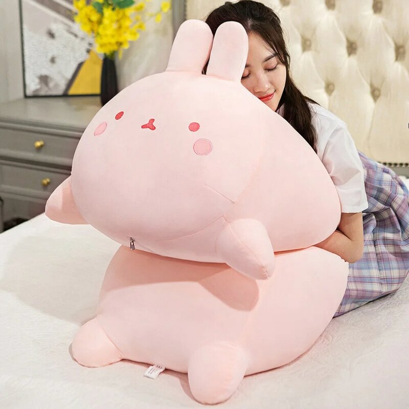 Lapin nuage géant en peluche 50-80cm, lapin rose, long coussin de sommeil pour fille, coussin enceinte, masque oculaire de petit ami, cadeau